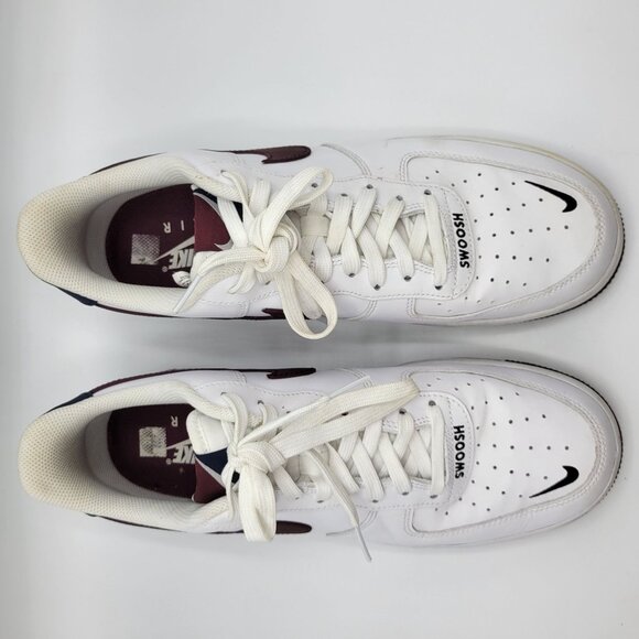 Nike Air Force 1 CJ8731 100 Low Mens Sneakers Size 10 White & Maroon - Picture 11 of 16